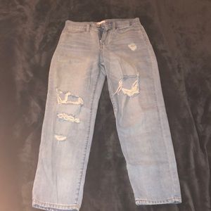 Distressed mom jeans